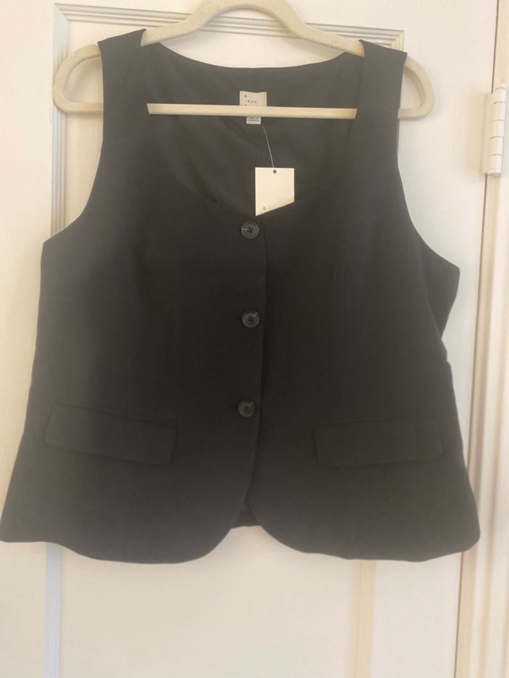 A New Day Women’s Black Button Front Vest - L
